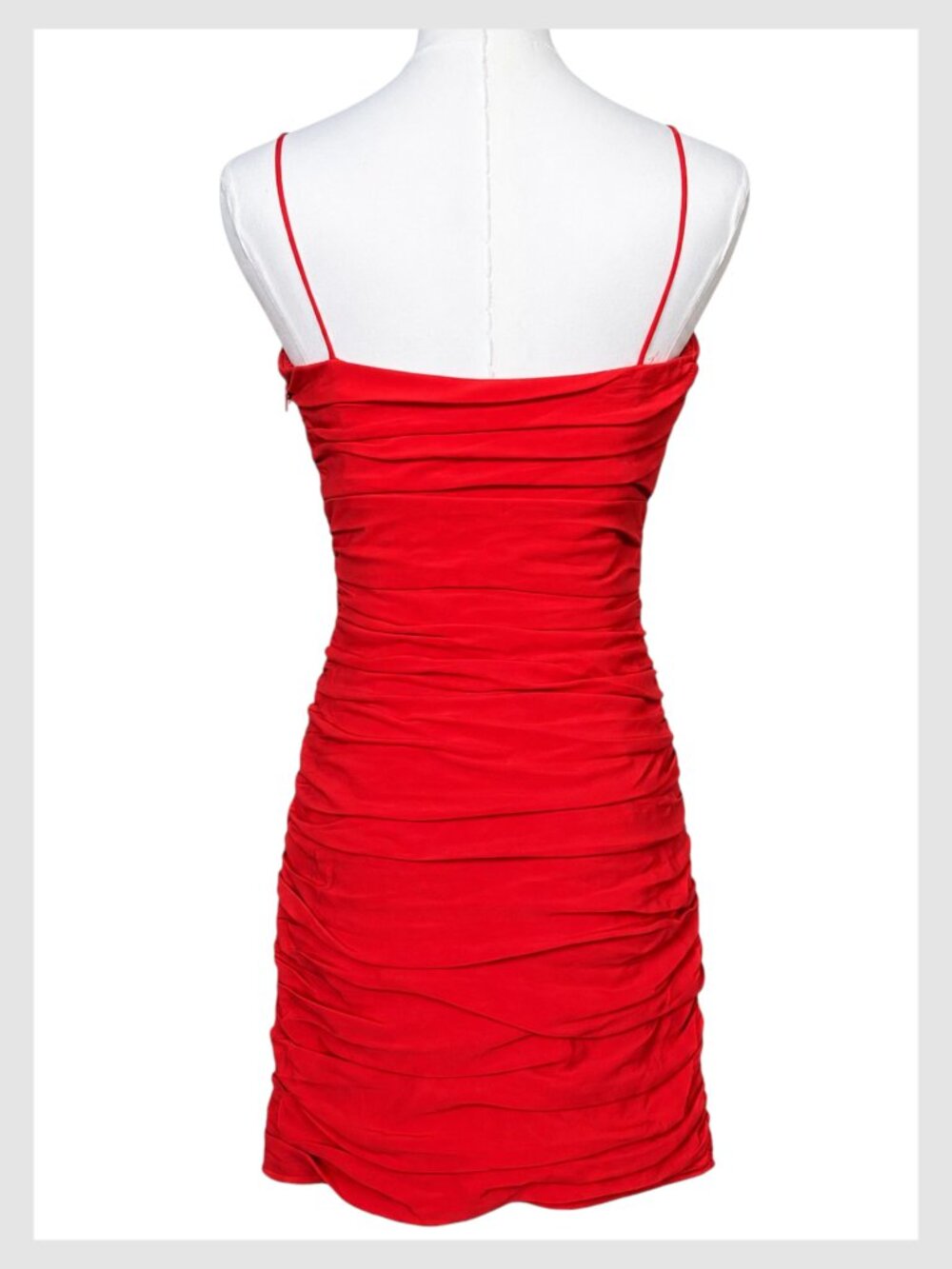 CINQ ร SEPT Vance Red Ruched Mini Dress Size 2 XS - Picture 5 of 6